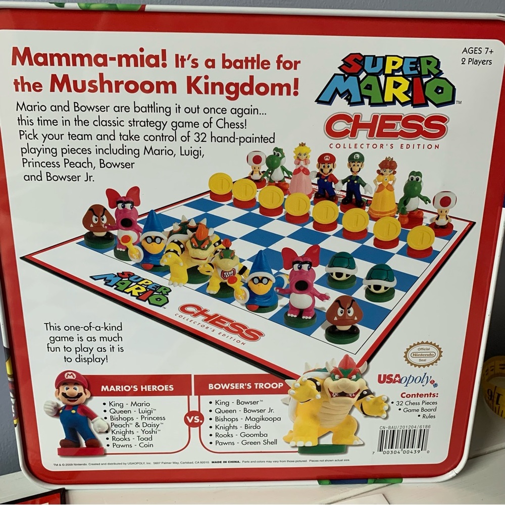 USAopoly Nintendo Super Mario Chess Collectors Edition Board Game Luigi Bowser - Picture 11 of 16
